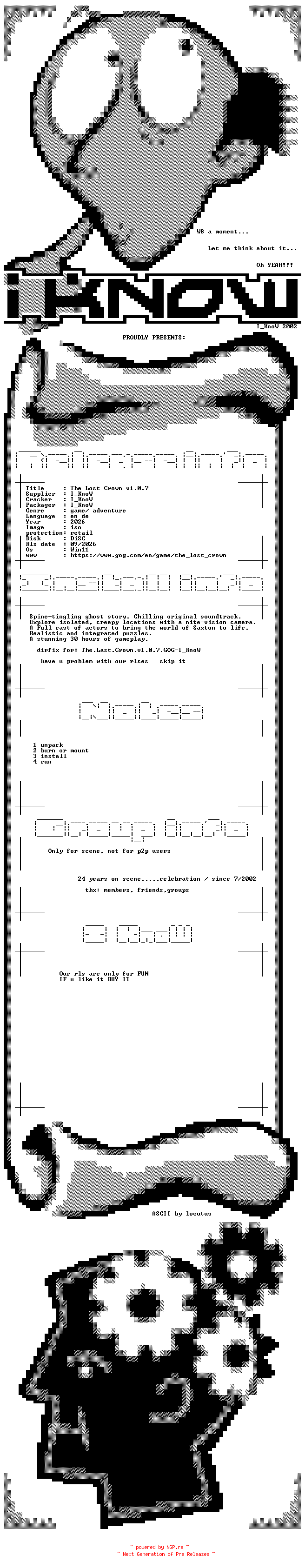 NFO for the release The.Lost.Crown.v1.0.7.GOG.DirFix-I_KnoW by I_KnoW