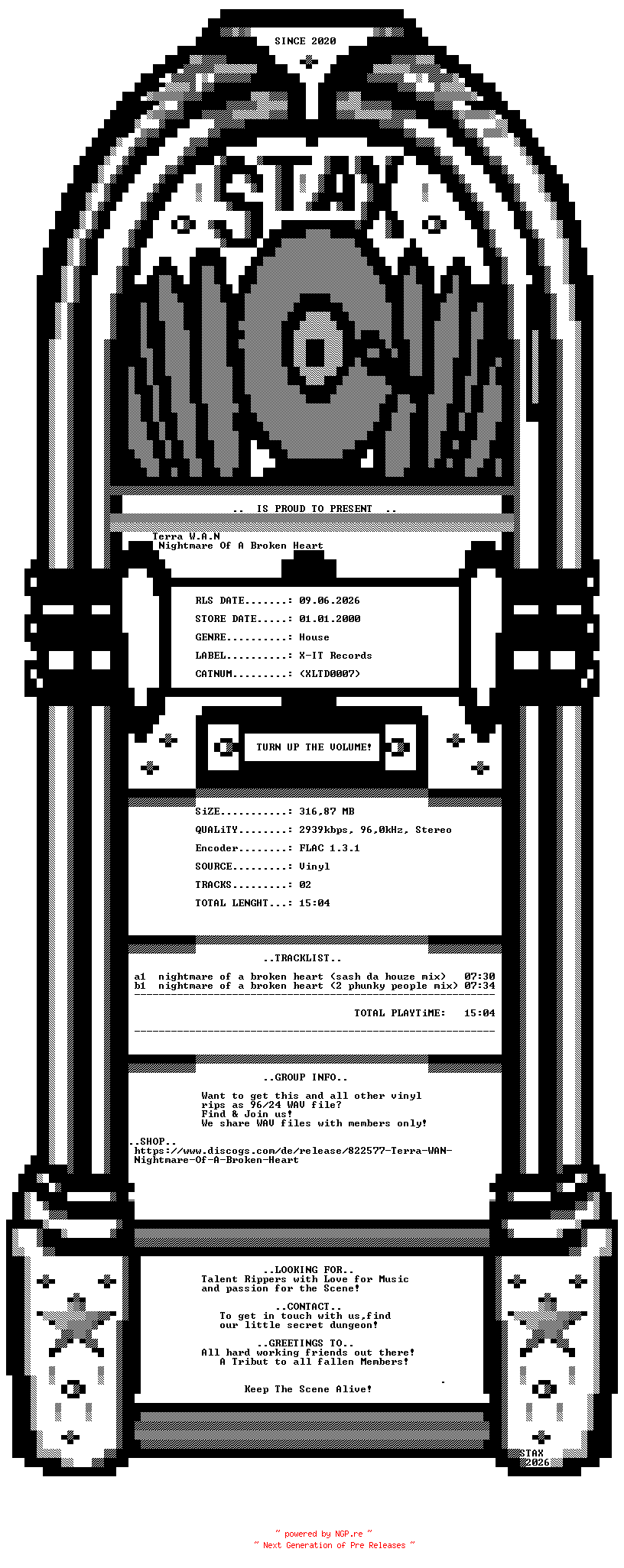 NFO for the release Terra_W.A.N-Nightmare_Of_A_Broken_Heart-(XLTD0007)-VINYL-FLAC-2000-STAX by STAX