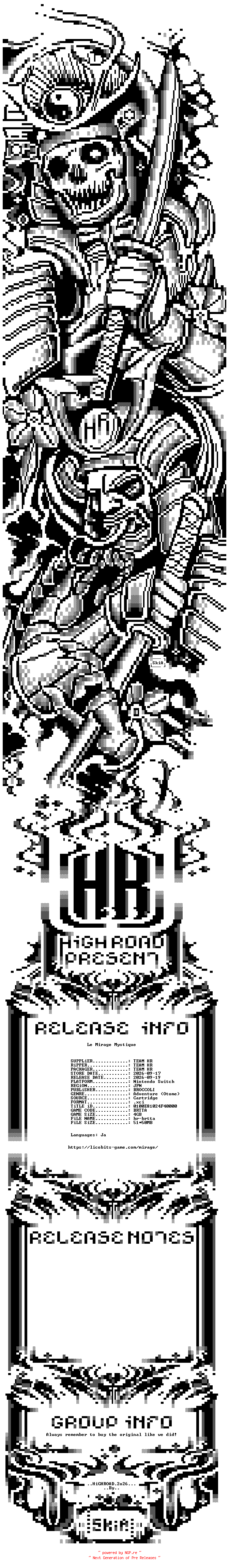 NFO for the release Le_Mirage_Mystique_JPN_NSW-HR by HR