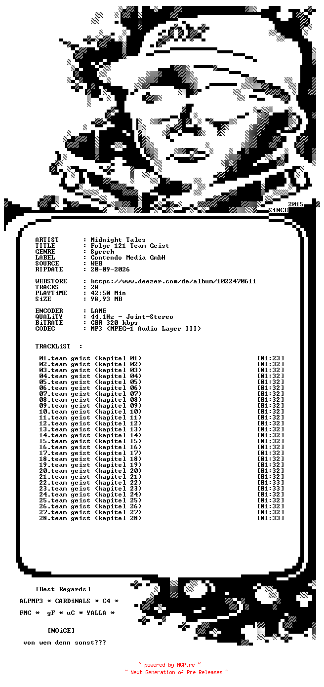 NFO for the release Midnight_Tales_-_Folge_121_Team_Geist-AUDIOBOOK-WEB-DE-2026-NOiCE by NOiCE