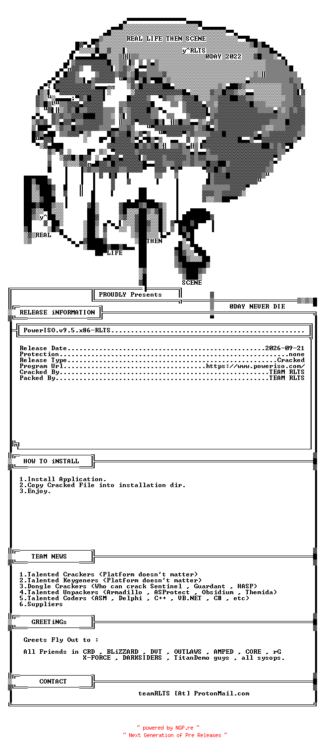 NFO for the release PowerISO.v9.5.x86-RLTS by RLTS
