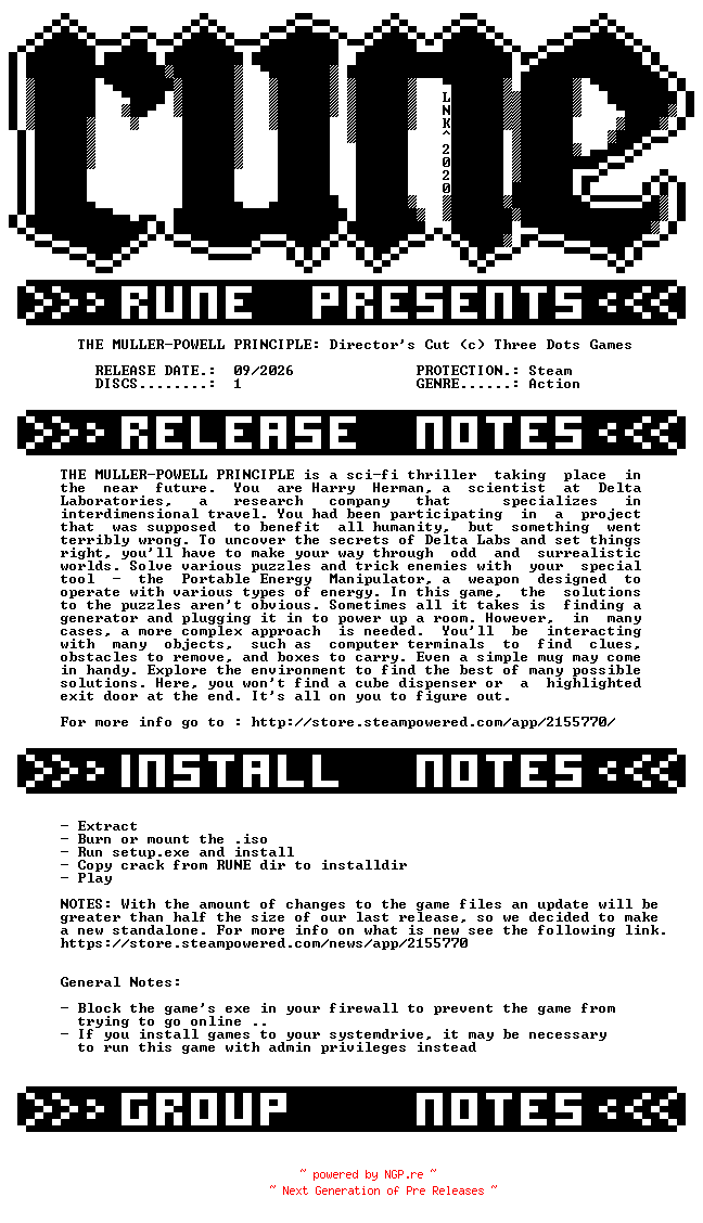 NFO for the release THE.MULLER-POWELL.PRINCIPLE.Directors.Cut-RUNE by RUNE