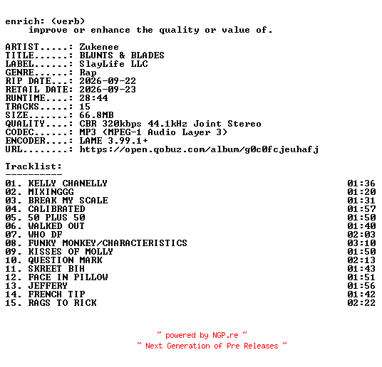 NFO for the release Zukenee-BLUNTS_and_BLADES-WEB-2026-ENRiCH by ENRiCH