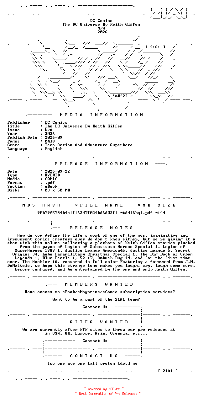 NFO for the release DC.Comics.-.The.DC.Universe.By.Keith.Giffen.2026.HYBRID.COMIC.eBook-21A1 by 21A1
