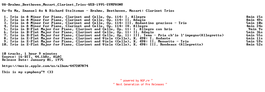 NFO for the release VA-Brahms_Beethoven_Mozart_Clarinet_Trios-WEB-1995-SYMPHONY by SYMPHONY