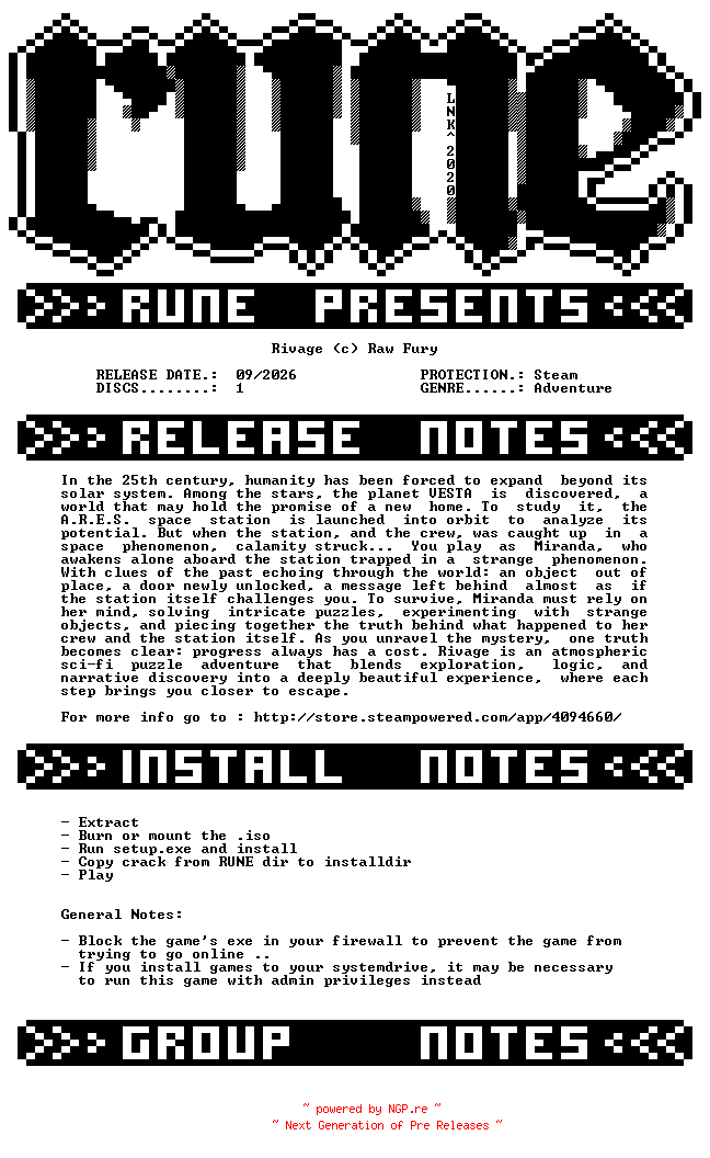 NFO for the release Rivage-RUNE by RUNE
