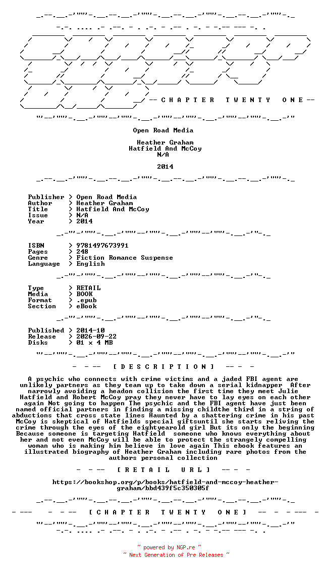 NFO for the release Heather.Graham.-.Hatfield.And.McCoy.2014.RETAIL.EPUB.eBook-CTO by CTO