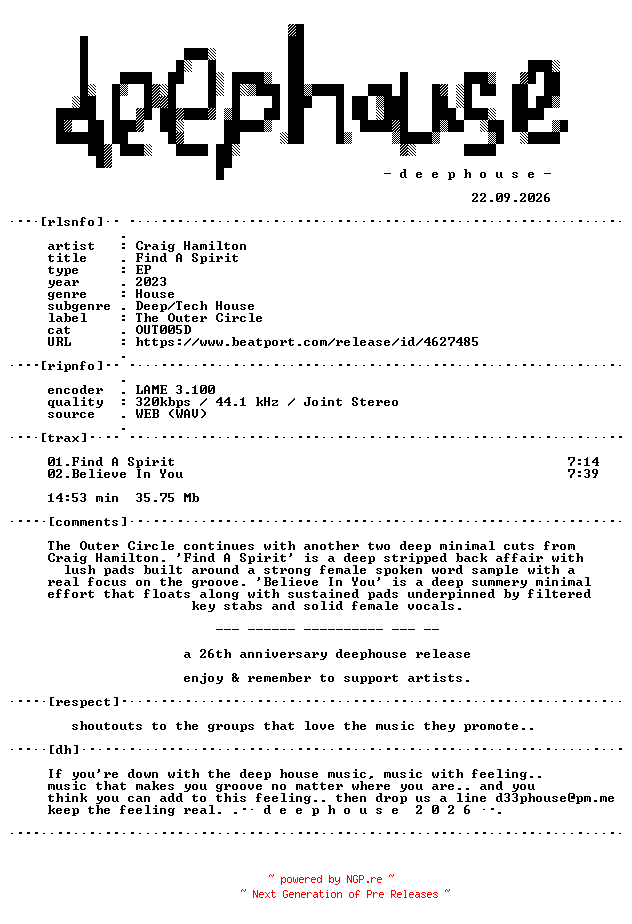 NFO for the release Craig_Hamilton--Find_A_Spirit-(OUT005D)-WEB-2023-dh by dh
