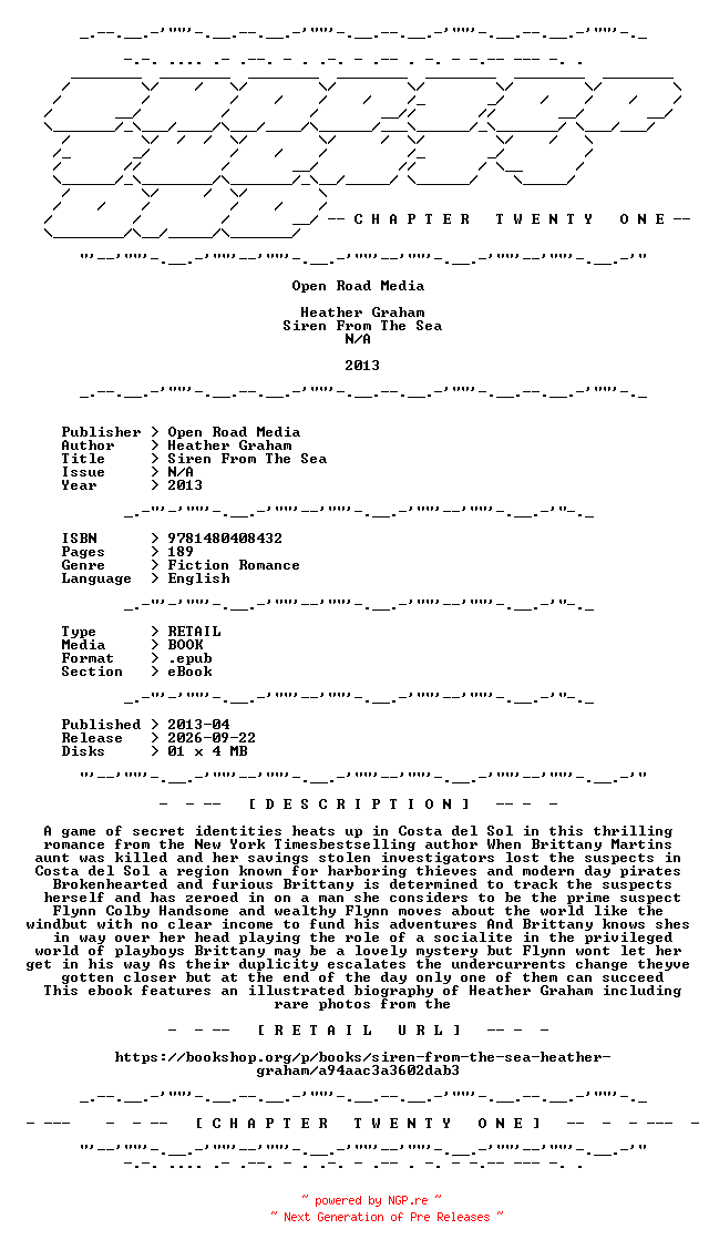 NFO for the release Heather.Graham.-.Siren.From.The.Sea.2013.RETAIL.EPUB.eBook-CTO by CTO