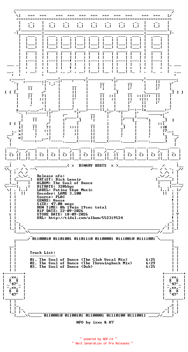 NFO for the release Rick_Lenoir-The_Soul_Of_Dance-(PSM2631)-WEB-2026-BB by BB