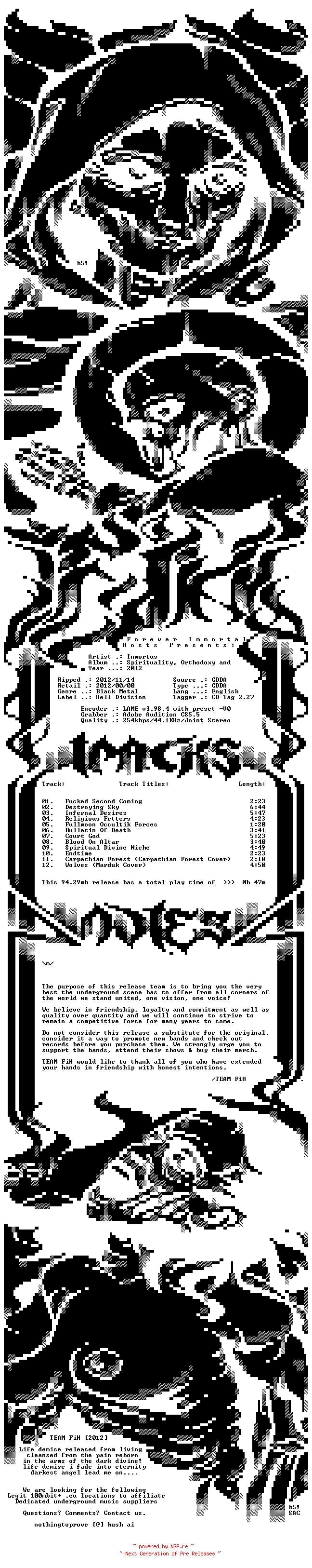 NFO for the release inmortus-spirituality_orthodoxy_and_genesis-2012 by 2012