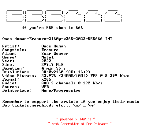 NFO for the release Once_Human-Erasure-2160p-x265-2022-555666_INT by 555666_INT