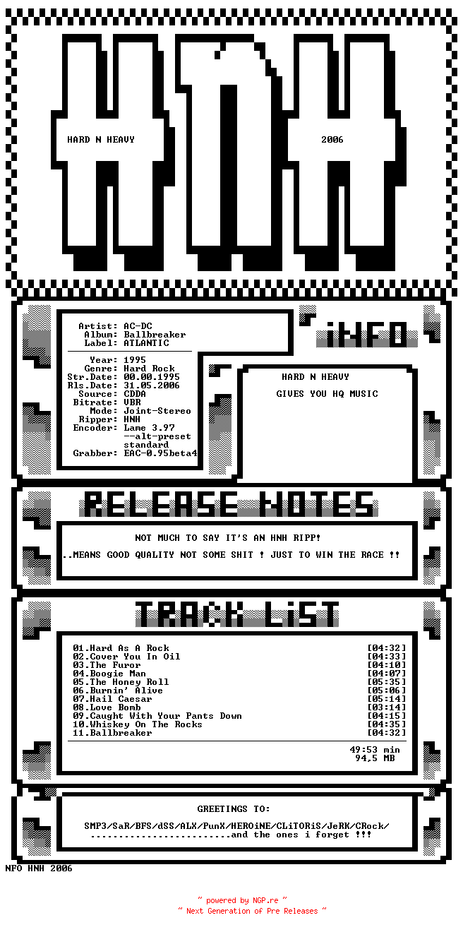 NFO for the release AC-DC-Ballbreaker-1995-HNH by HNH