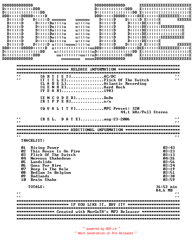 NFO for the release AC-DC-Flick_of_the_Switch-1983-DuDE by DuDE