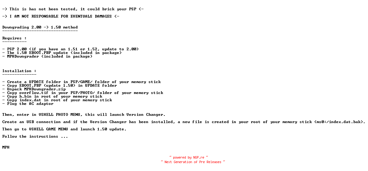 NFO for the release 2.0_Firmware_Downgrader_PSP-iND___different by iND___different