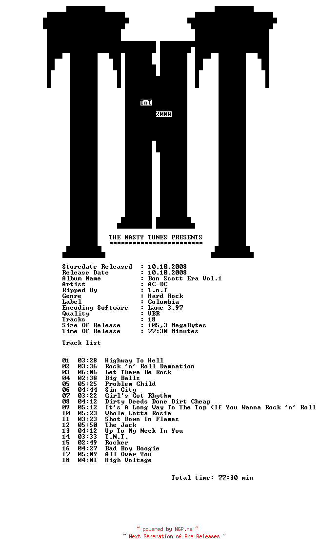 NFO for the release AC-DC-Bon_Scott_Era_Vol.1-2008-TnT by TnT