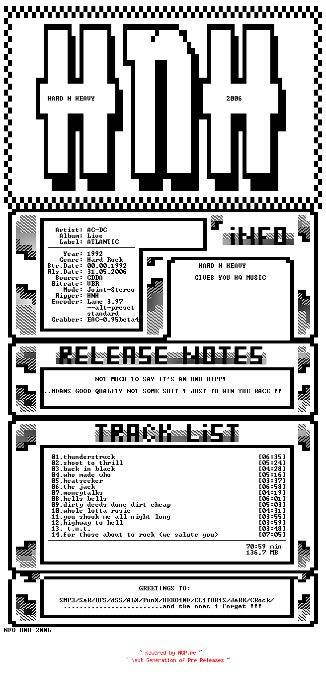 NFO for the release AC-DC-Live-1992-HNH by HNH