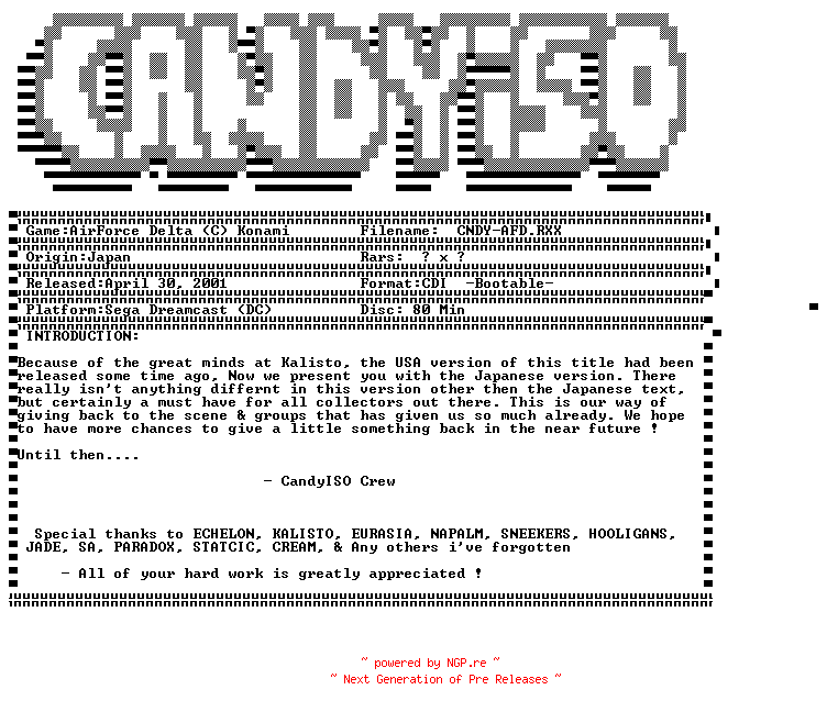 NFO for the release Airforce_Delta_JAP_DC-CandyISO by CandyISO