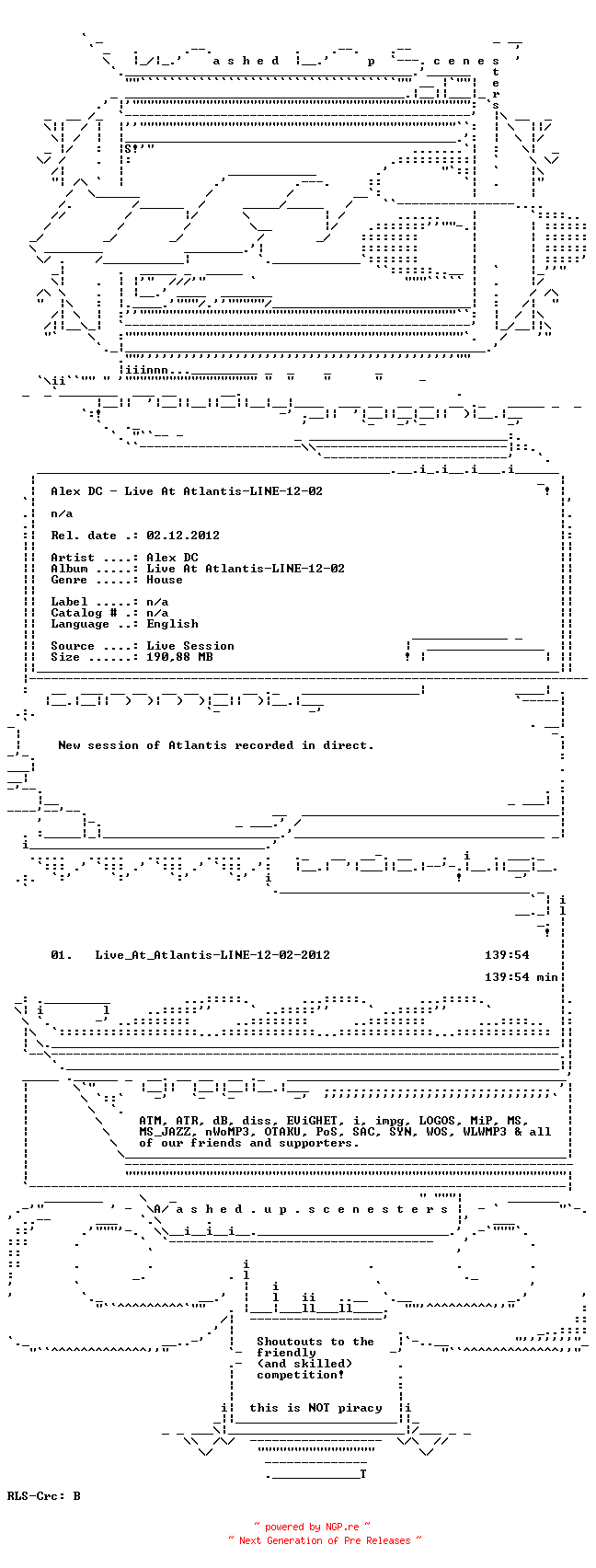 NFO for the release Alex_DC--Live_At_Atlantis-LINE-12-02-2012-WUS by WUS