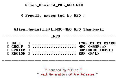 NFO for the release Alien_Hominid_PAL_NGC-NEO by NEO