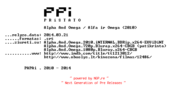 NFO for the release Alpha.And.Omega.2010.LT.SUBPACK-PPi by PPi