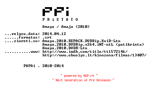NFO for the release Amaya.2010.LT.SUBPACK-PPi by PPi