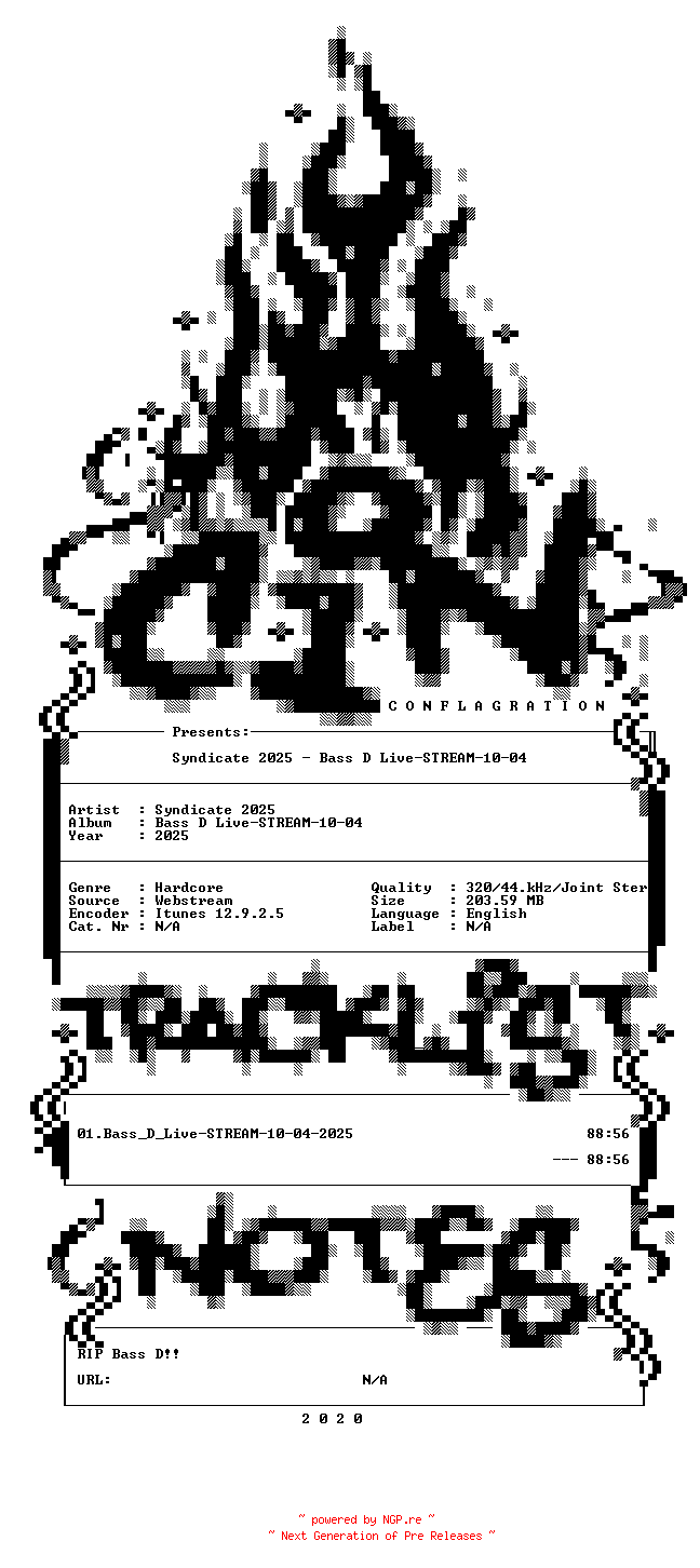 NFO for the release Syndicate_2025-Bass_D_Live-STREAM-10-04-2025-CiN_INT by CiN_INT