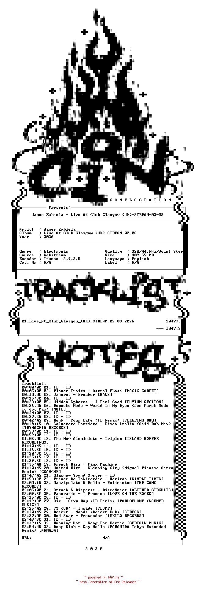 NFO for the release James_Zabiela-Live_At_Club_Glasgow_(UK)-STREAM-02-08-2026-CiN_INT by CiN_INT